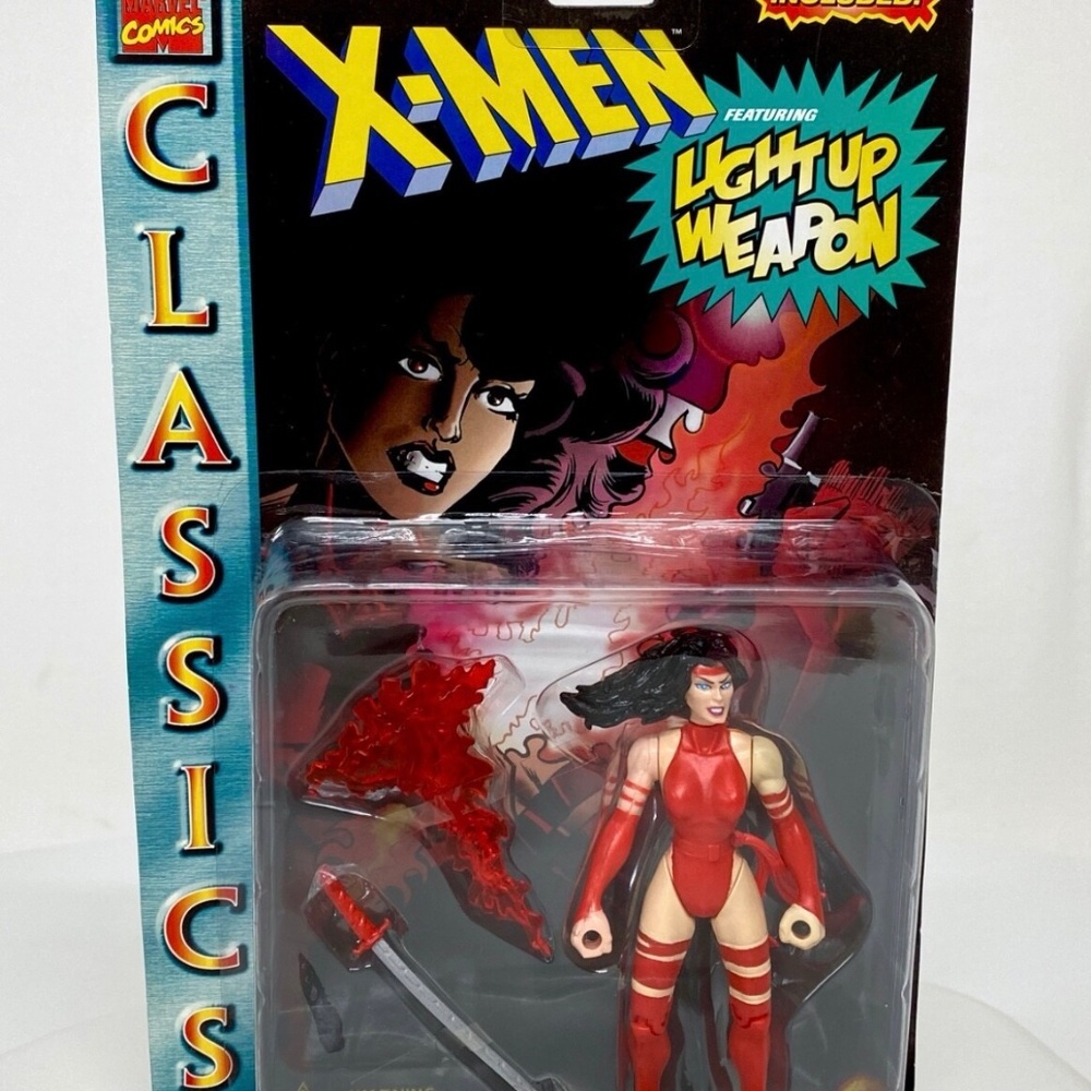 Marvel Classics X-Men Elektra Action Figure- with Light-up Weapon, ToyBiz 1996